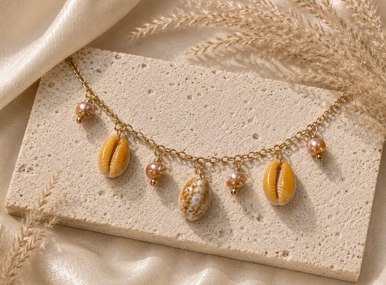 sweet honey cowrie charm necklace