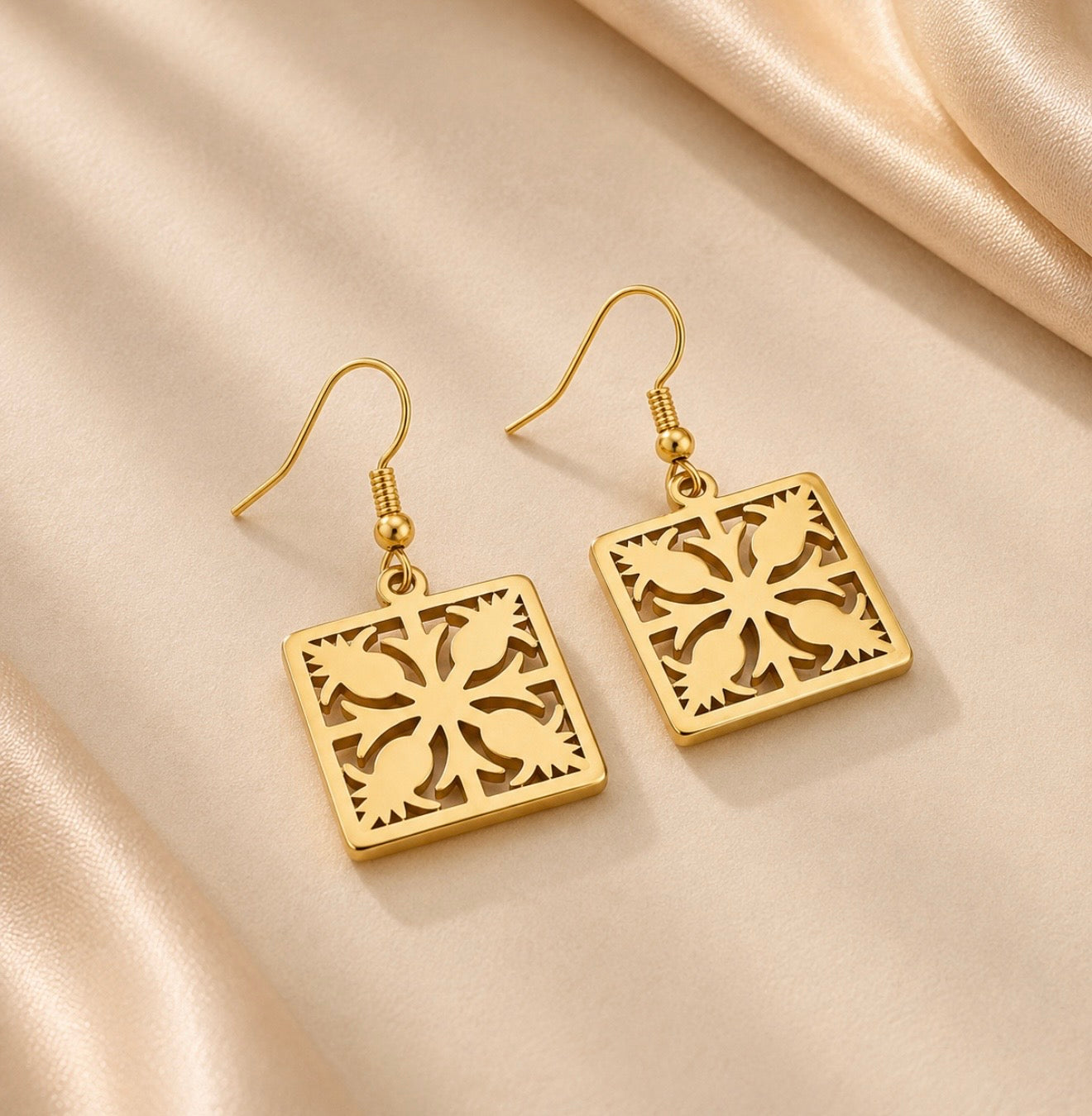 pineapple quilt earrings