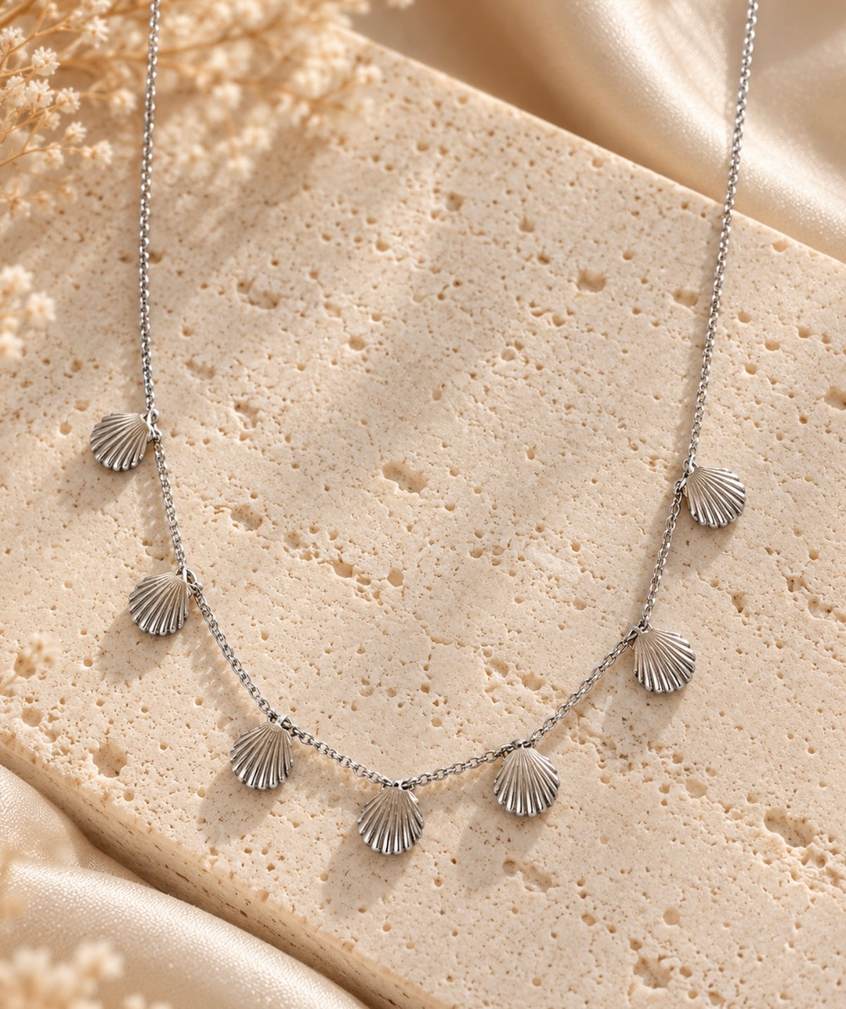 shell charm necklace silver