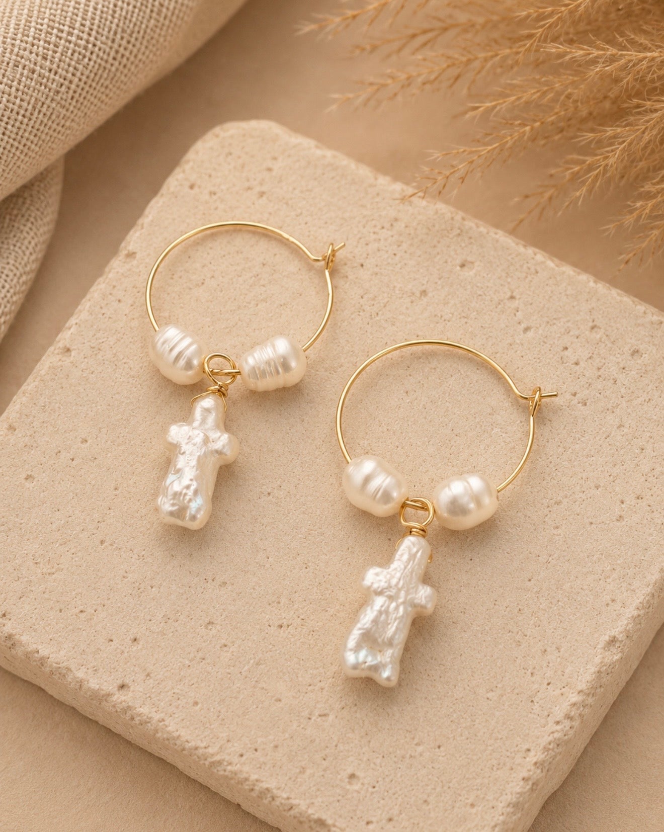 fresh cross hoop earrings