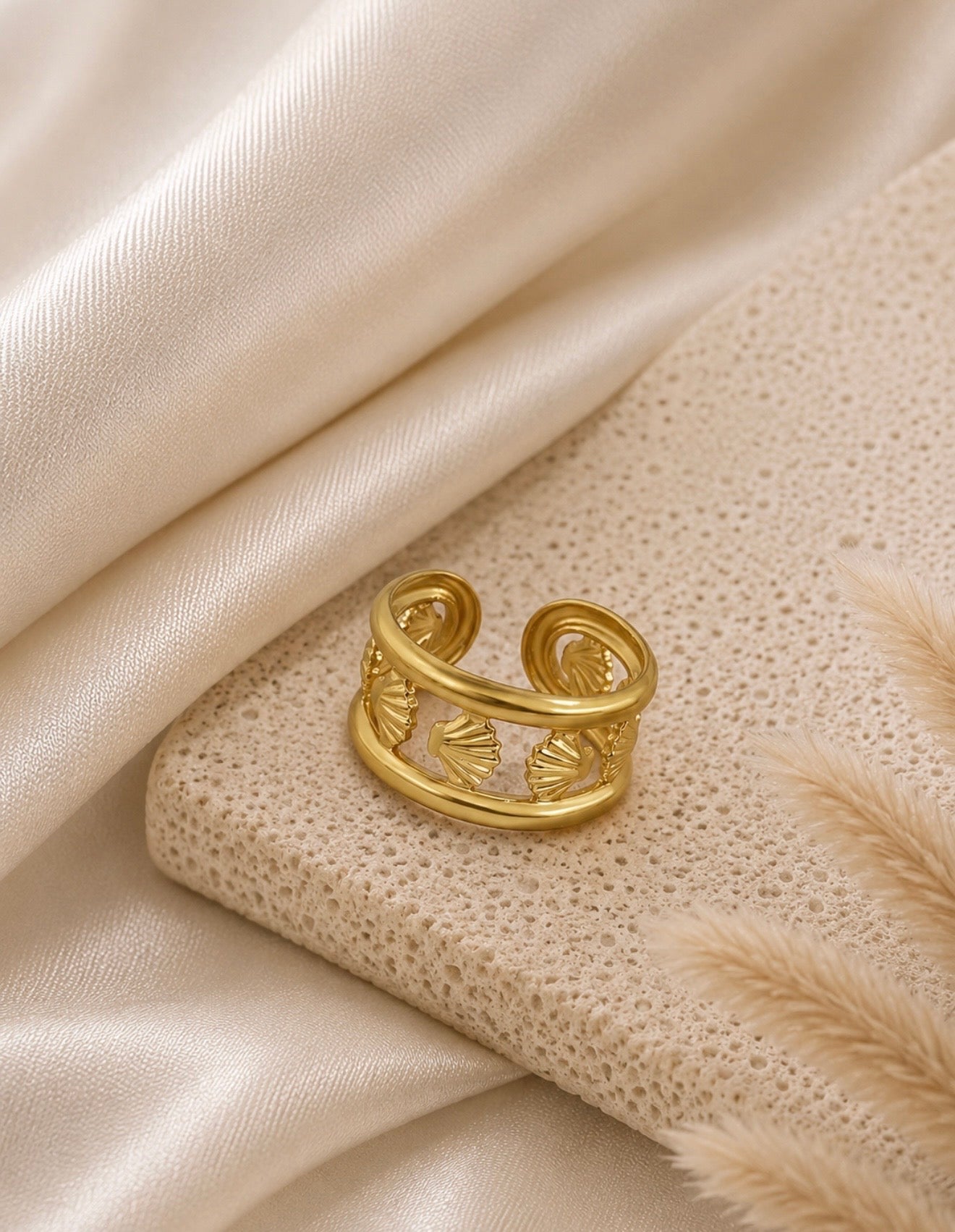 golden shell ring