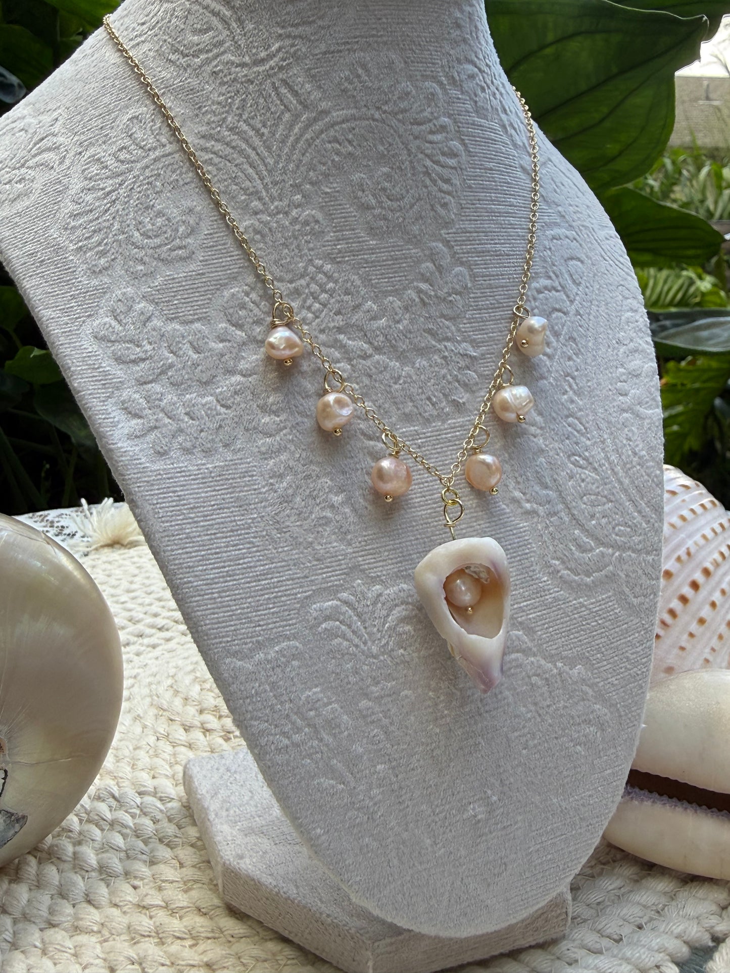 Pink Moon Puka Necklace