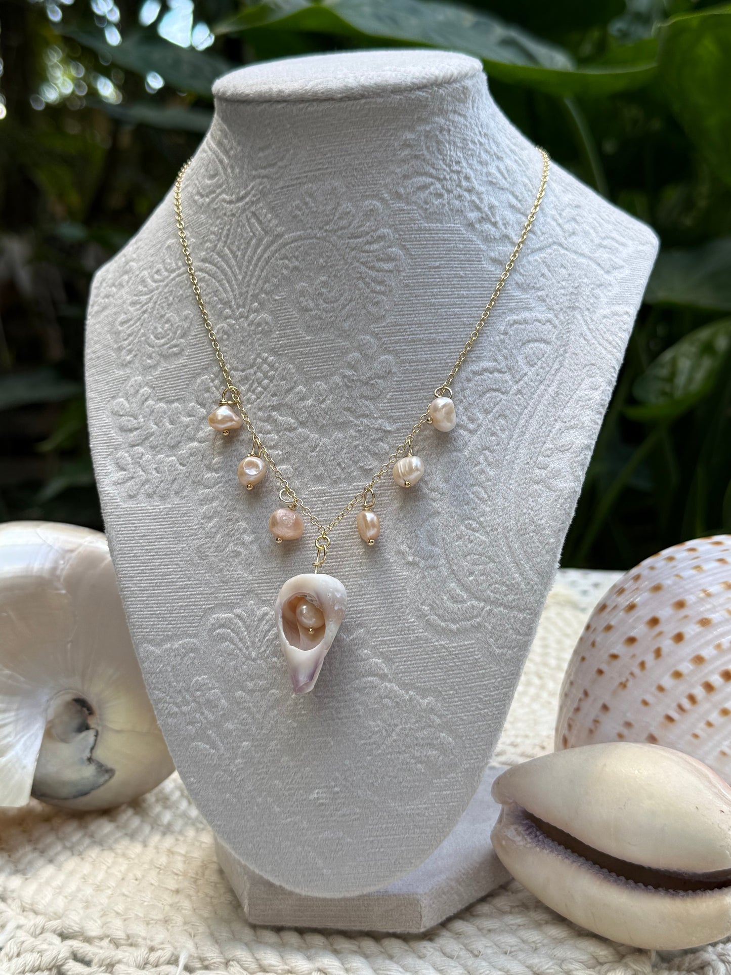 Pink Moon Puka Necklace