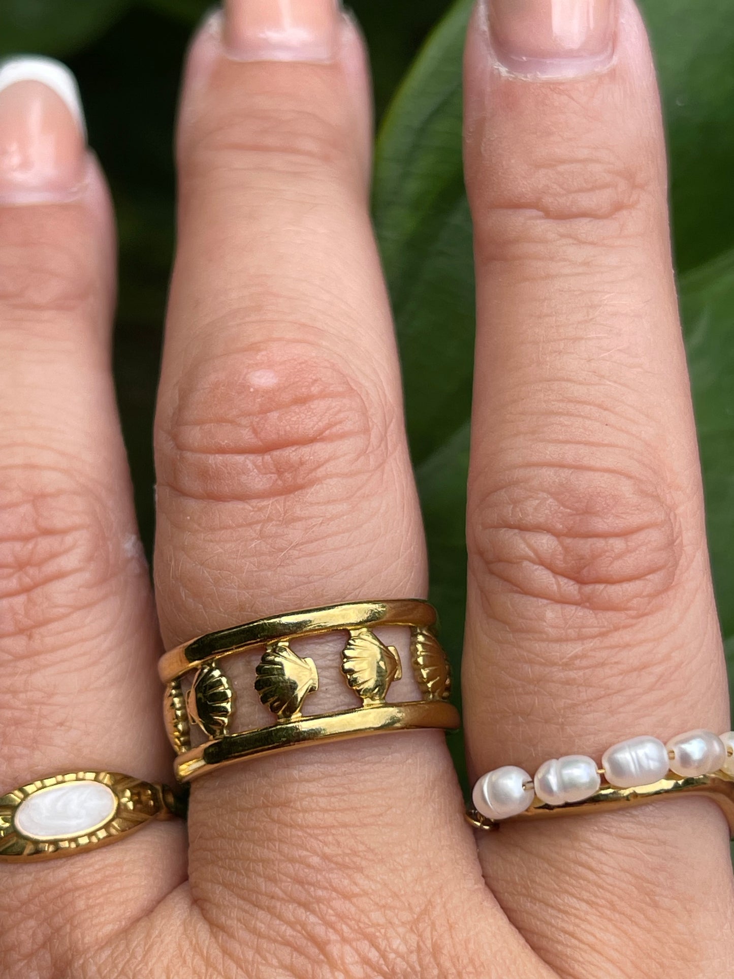 golden shell ring