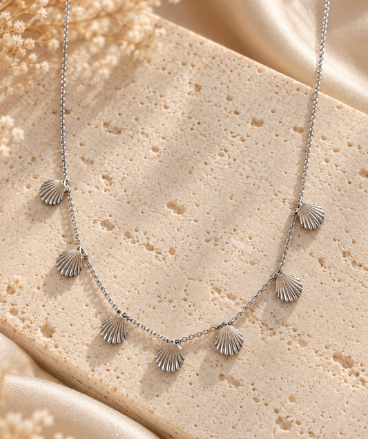 shell charm necklace silver