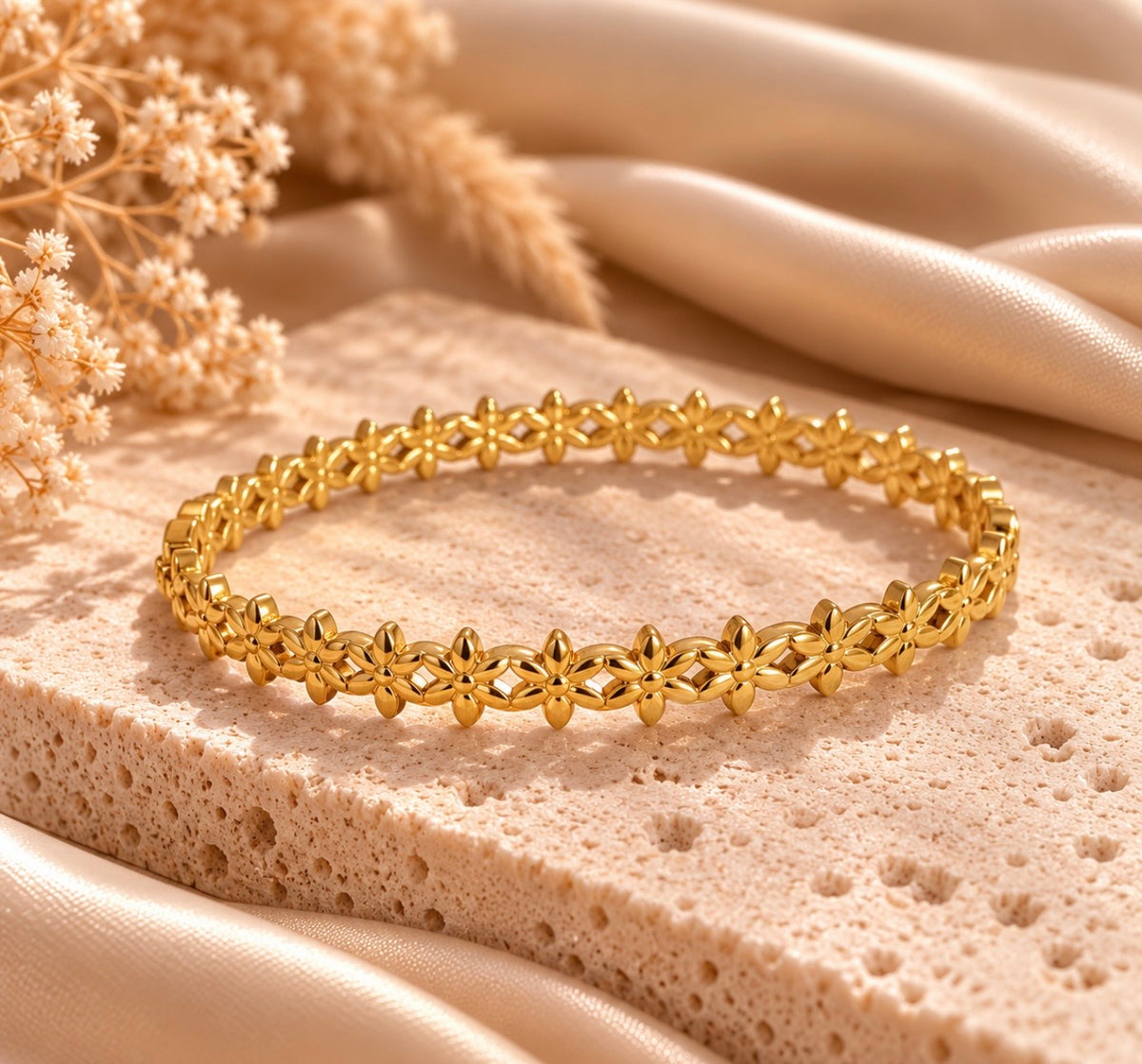 golden plumeria bangle