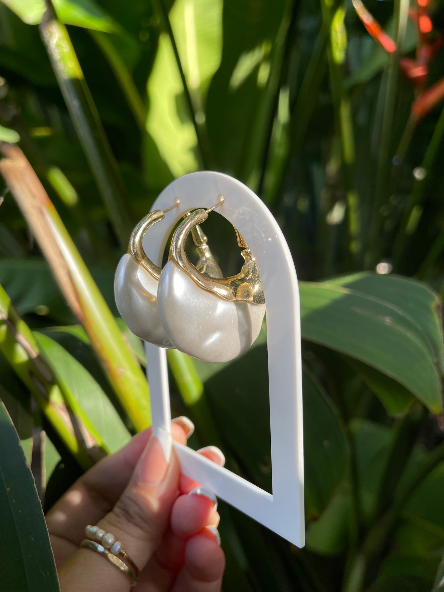 vintage faux pearl hoop