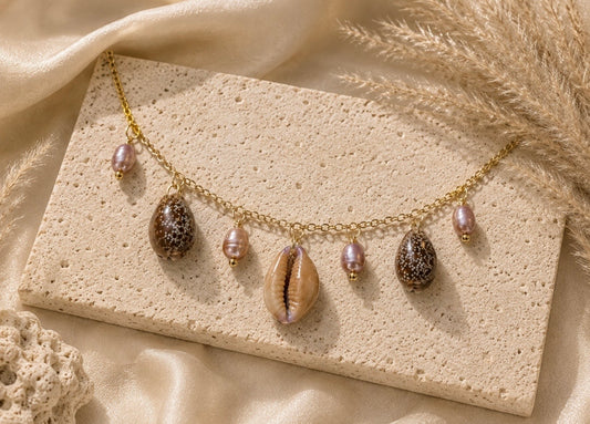 honey cowrie charm necklace