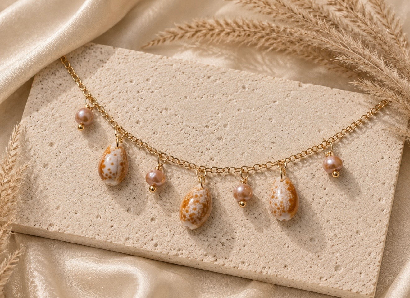 sweet honey cowrie charm necklace