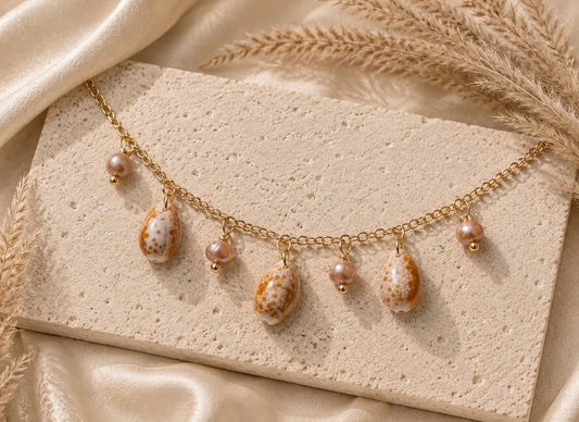 sweet honey cowrie charm necklace