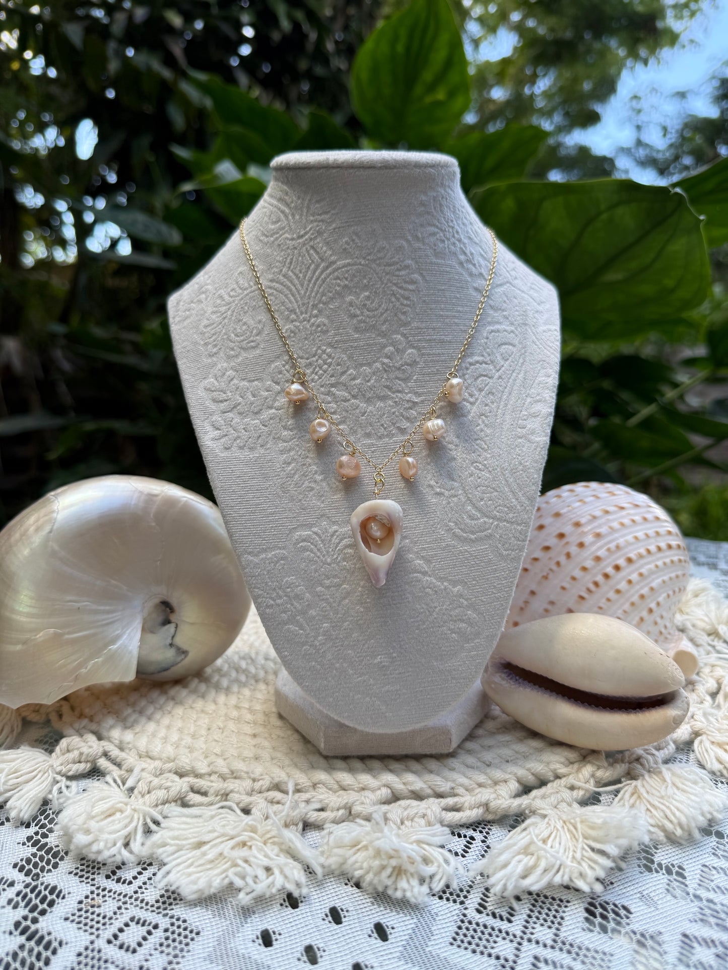 Pink Moon Puka Necklace