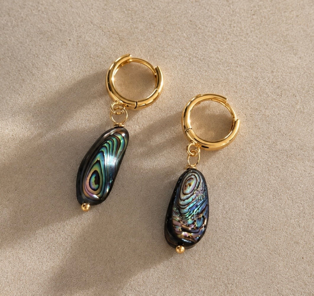 abalone wave earrings