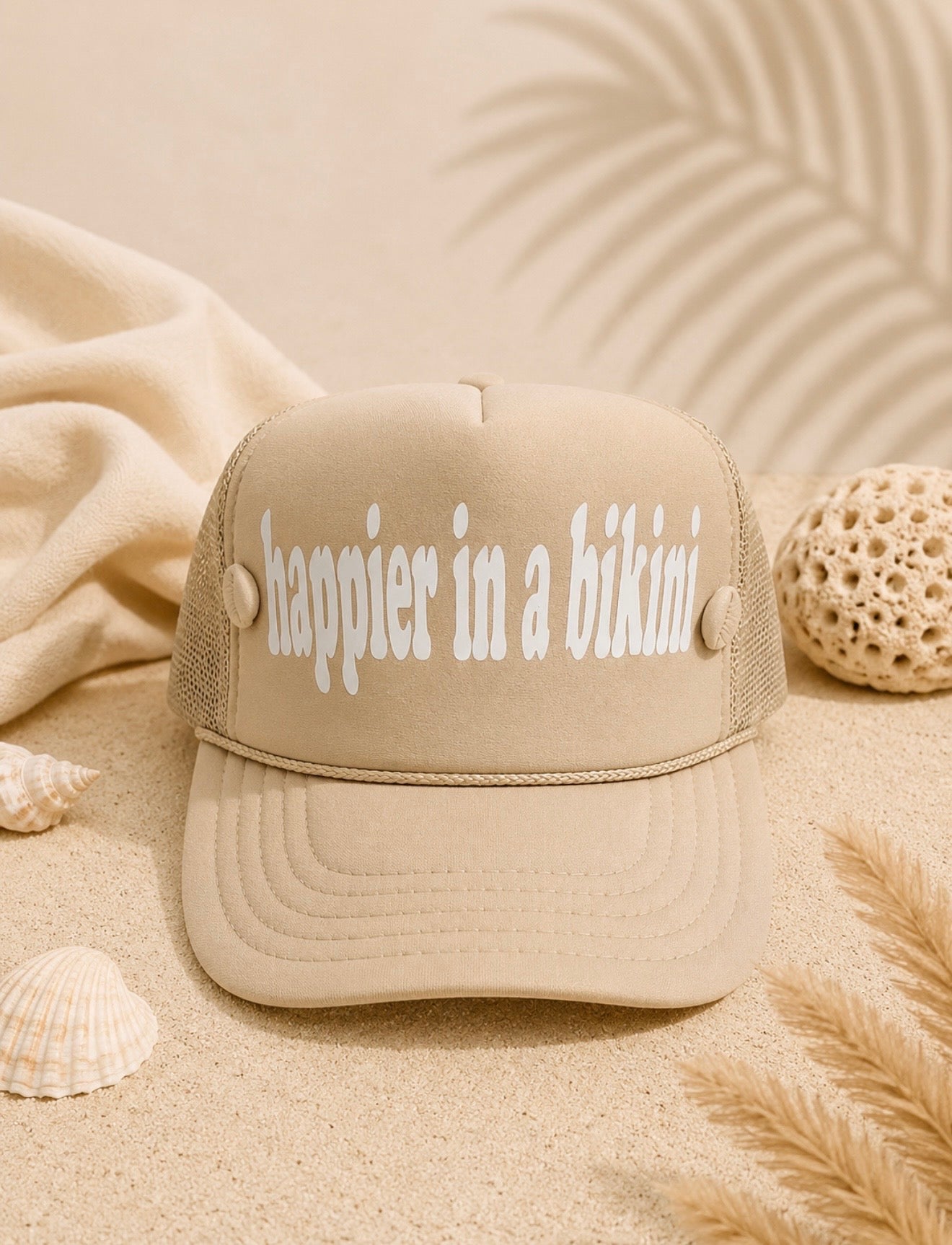 happier in a bikini hat