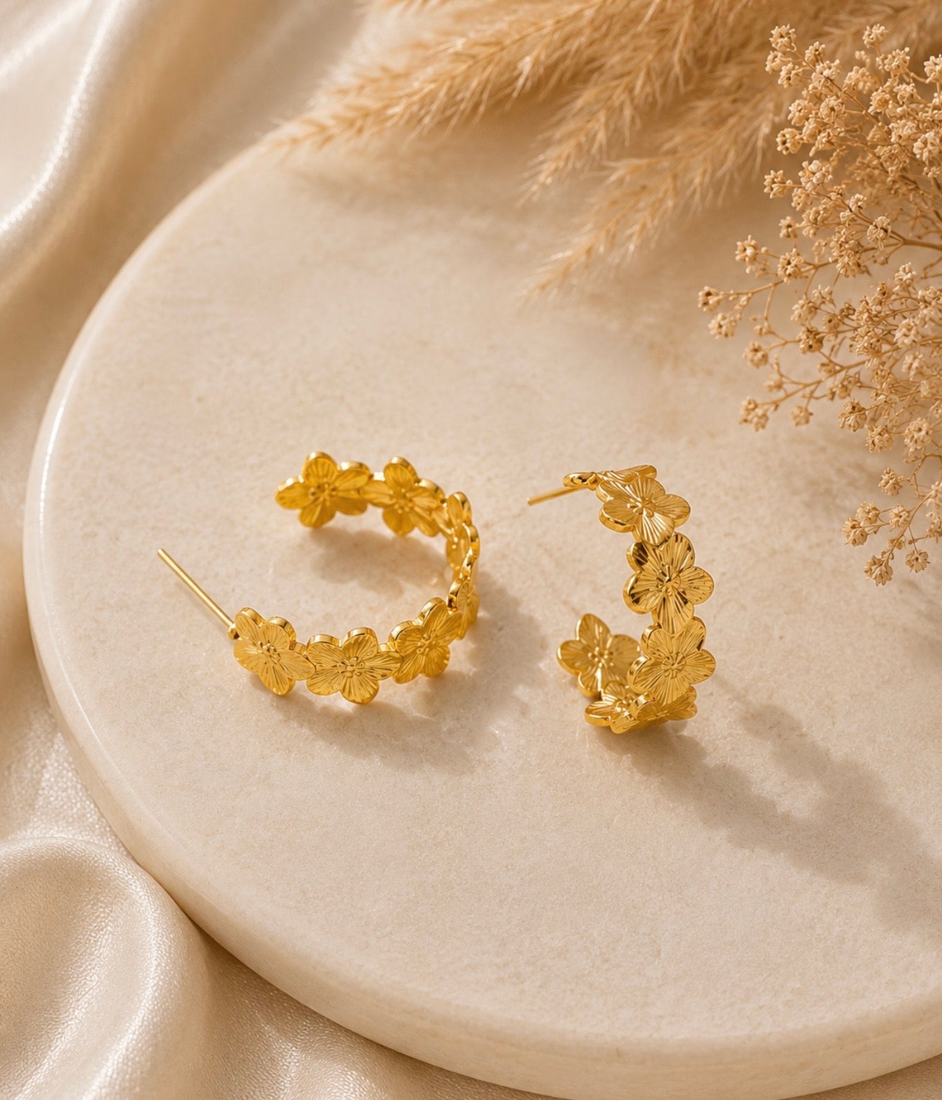 hibiscus hoop earrings