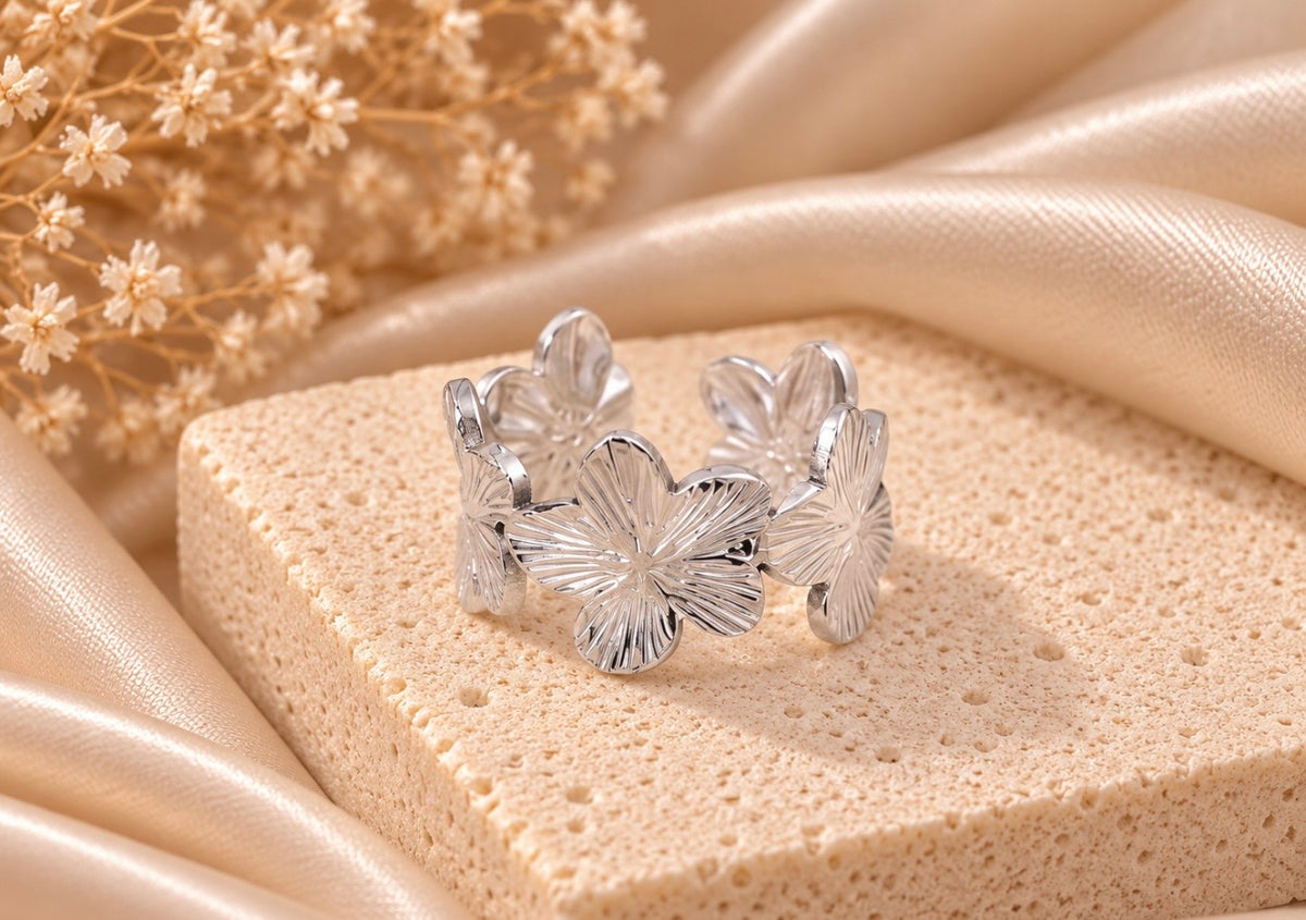 hibiscus ring silver