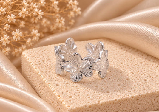 hibiscus ring silver