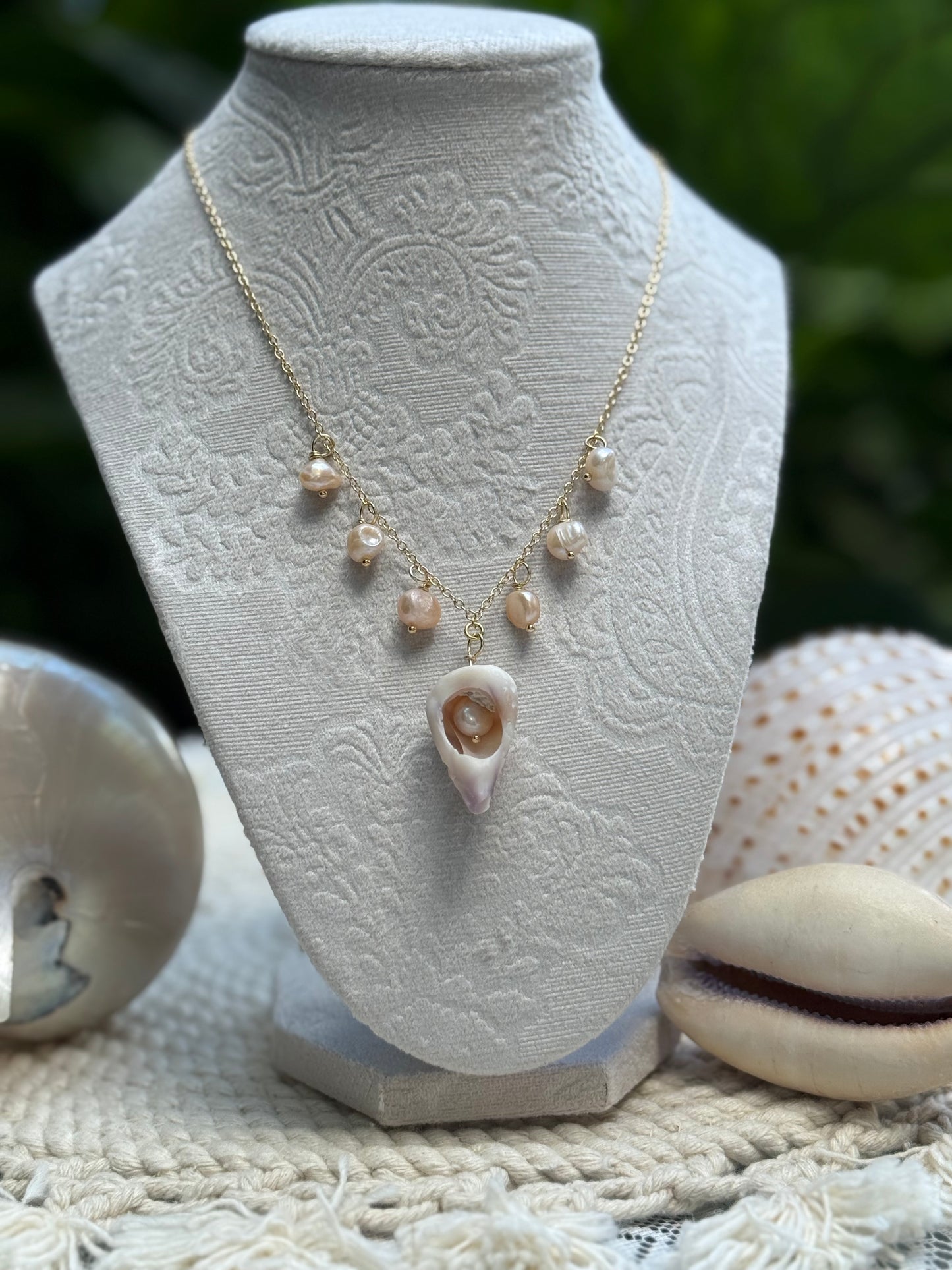Pink Moon Puka Necklace