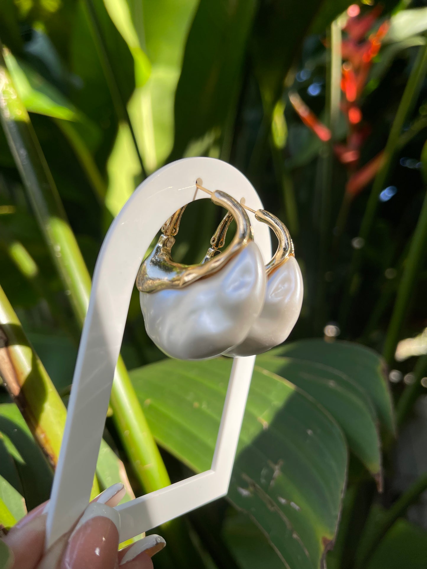vintage faux pearl hoop
