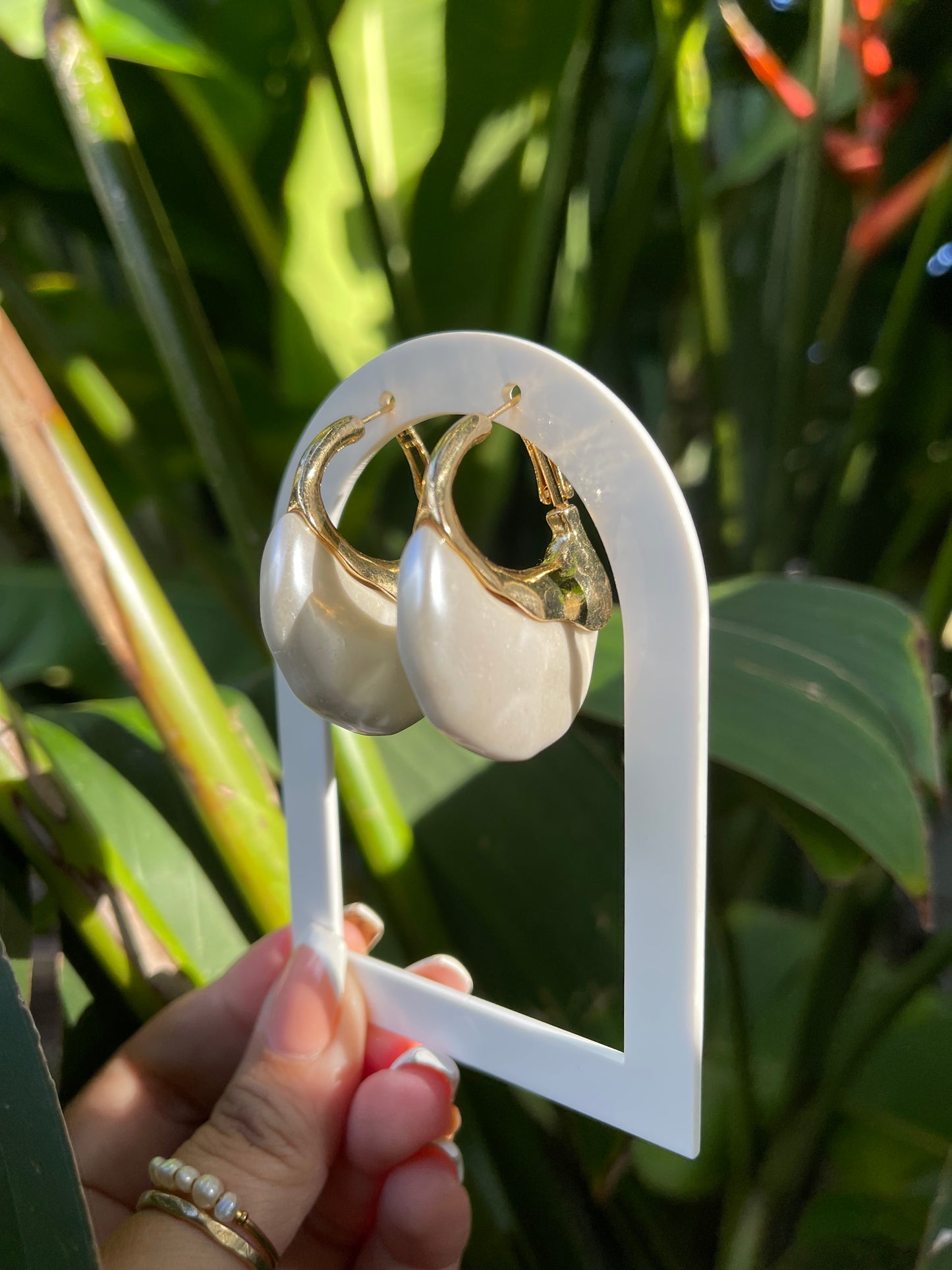 vintage faux pearl hoop